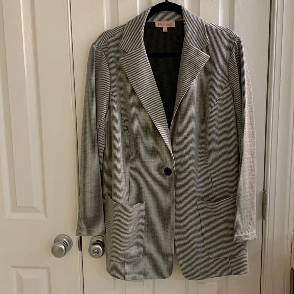 Philosophy 1X black/white heavy knit blazer